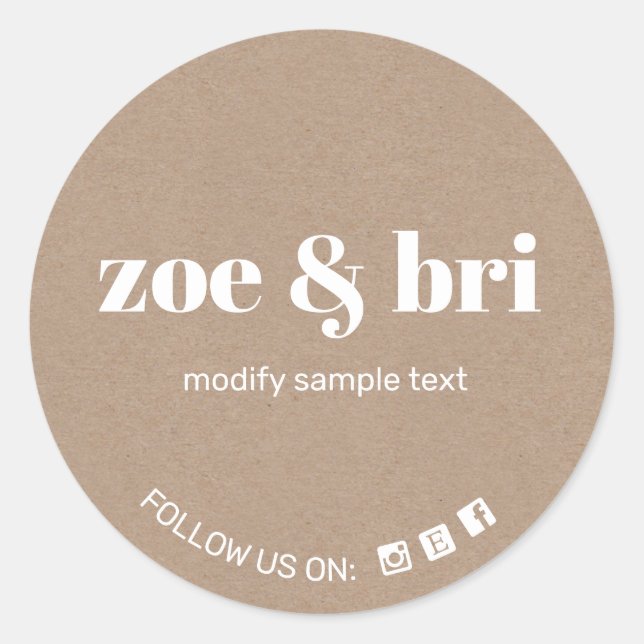 Sticker Rond Kraft Ajouter votre logo (Devant)