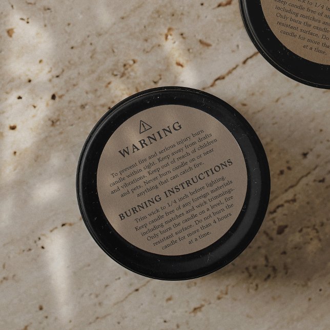 Sticker Rond Kraft Avertissement instructions de brûlure Étique (Créateur téléchargé)