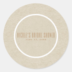 Sticker Rond Kraft Blanc Rustique Minimal Mariage Simple Faveur