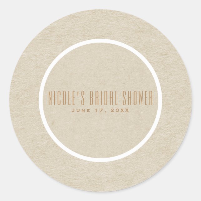 Sticker Rond Kraft Blanc Rustique Minimal Mariage Simple Faveur (Devant)