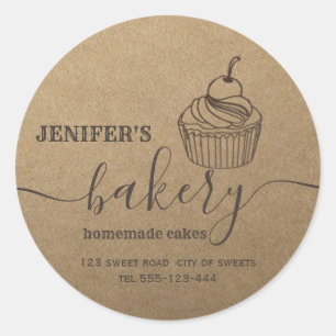 Sticker Rond Kraft boulangerie cupcakes et sucreries maison