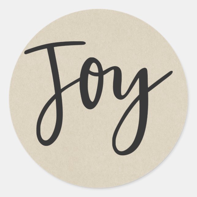 Sticker Rond Kraft Brun Rustique Faveur de Noël JOIE de Noël (Devant)