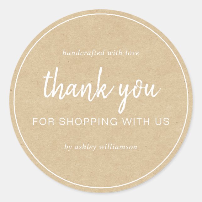 Sticker Rond Kraft Chic Script Merci pour votre achat (Devant)