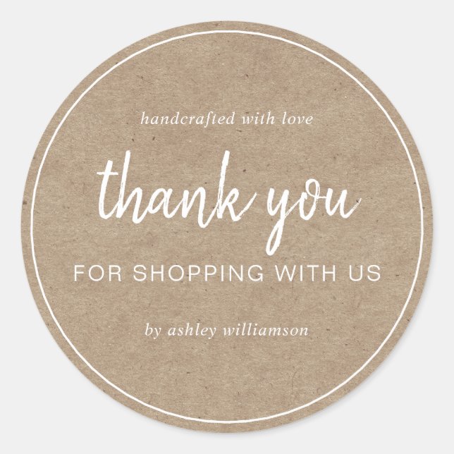 Sticker Rond Kraft Chic Script Merci pour votre achat (Devant)