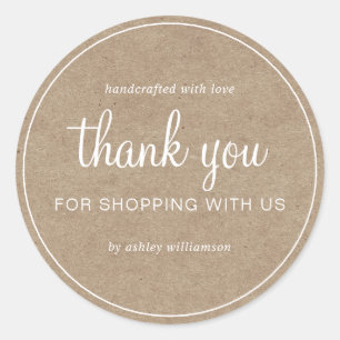 Sticker Rond Kraft Chic Script Merci pour votre achat