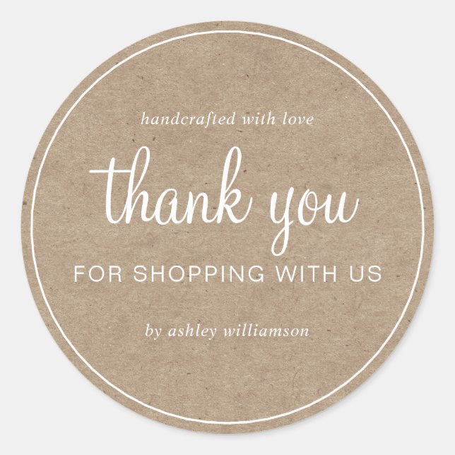 Sticker Rond Kraft Chic Script Merci pour votre achat (Devant)