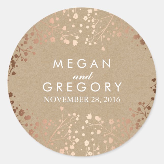 Sticker Rond Kraft et Rose Gold Baby's Mariage de la respiratio (Devant)