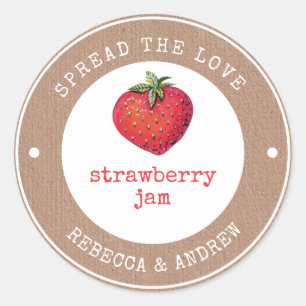Sticker Rond Kraft Étaler l'amour Confiture de fraise Cadeau de