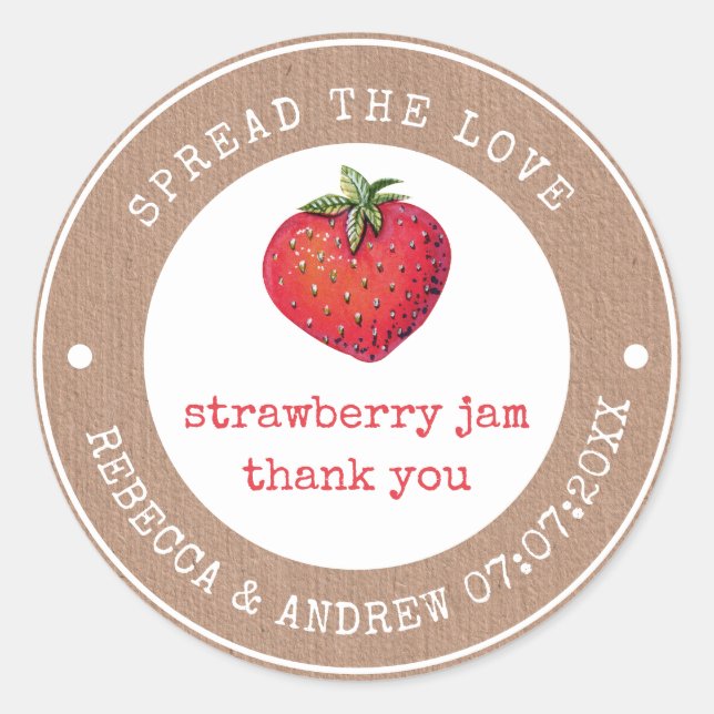 Sticker Rond Kraft Étaler L'Amour Fraise Jam Mariage Favoriser (Devant)