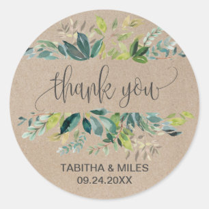 Sticker Rond Kraft Foliage Merci mariage Faveur