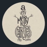 Sticker Rond Kraft Holiday Christmas MERRY NOËL Snowman<br><div class="desc">Stickers</div>