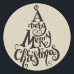 Sticker Rond Kraft Holiday Christmas Tree MERRY NOËL<br><div class="desc">Stickers</div>