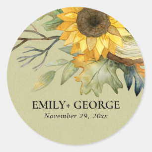STICKER ROND KRAFT JAUNE COULEUR D'EAU DU SOUFFLE MARIAGE FLORA