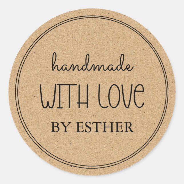 Sticker Rond Kraft Made with Love (Devant)