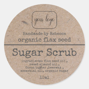 Sticker Rond Kraft Paper Sugar Scrub Ajouter Votre Logo