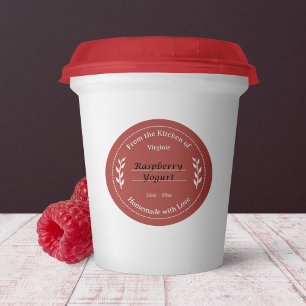 Sticker Rond Kraft rouge et rustique fait avec chevalet Étiquet