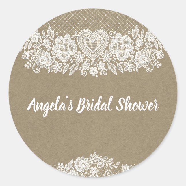 Sticker Rond Kraft rustique et ferme de dentelle Chic grange (Devant)
