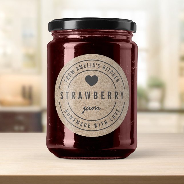 Sticker Rond Kraft rustique fait maison avec amour dans la cuis (Créateur téléchargé)