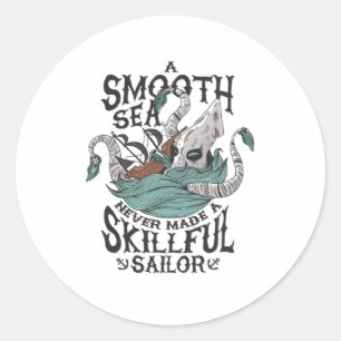 Sticker Rond Kraken attaque un bateau