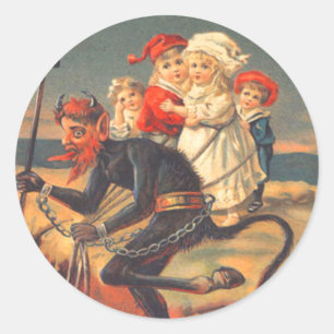 Sticker Rond Krampus kidnapping