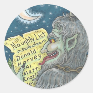 STICKER ROND KRAMPUS NAUGHTENDREN LISTE ENFANTS BÂTIMENTS DE NO