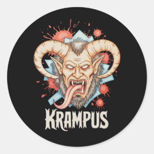 Sticker Rond Krampus Noël Kramperl Perchten l'Aide de Père Noël