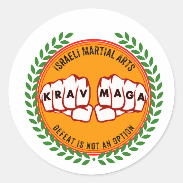 Sticker Rond Krav Maga - Defeat n'est pas une option (Devant)