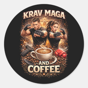 Sticker Rond Krav Maga et Café