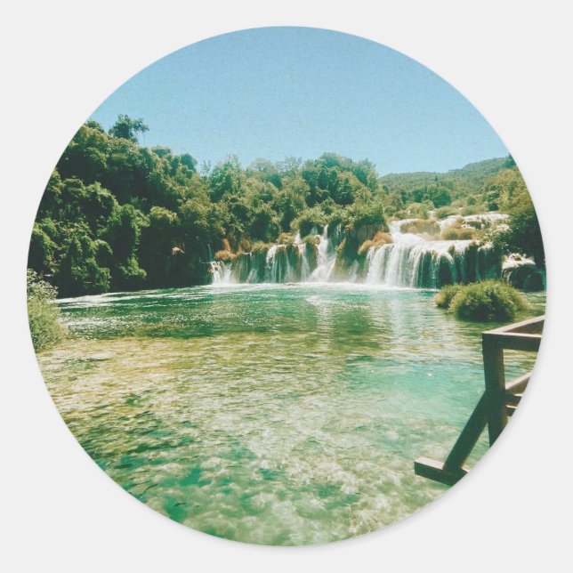 Sticker Rond Krka Waterfalls -Krka National Park - Croatia (Devant)