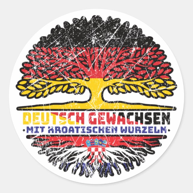 Sticker Rond Kroatien Kroatisch Deutsch Deutschland Baum Wurzel (Devant)