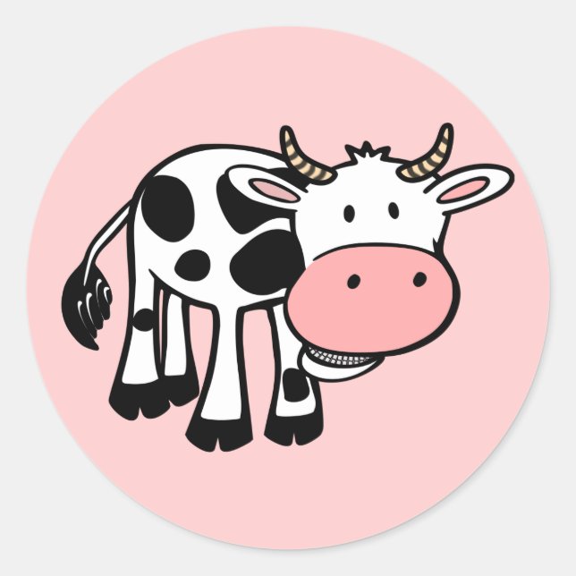STICKER ROND KROWA CUTE BÉBÉ VACHE AGRICULTURE ANIMAUX CARTOON  (Devant)