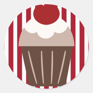 Sticker Rond KRW Chocolate Cerry Cupcake rayé