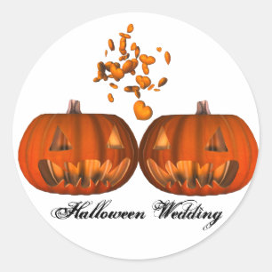 Sticker Rond KRW Citrouille Love Halloween Mariage