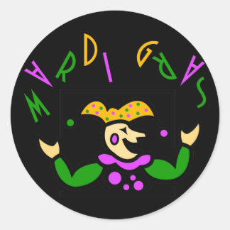 Sticker Rond KRW Colorée Mardi Gras Jester