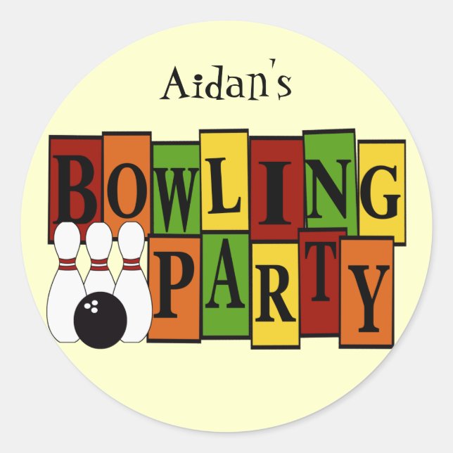 Sticker Rond KRW Custom Bowling fête d'anniversaire (Devant)