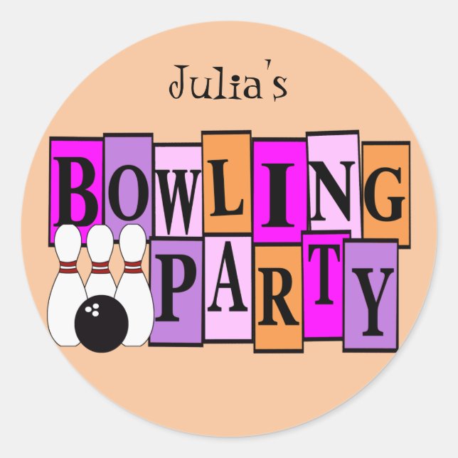 Sticker Rond KRW Custom Bowling fête d'anniversaire (Devant)