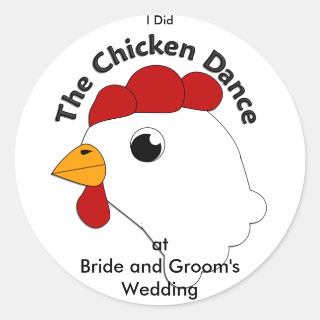 Sticker Rond KRW Custom Funny Chicken Dance Mariage (Devant)