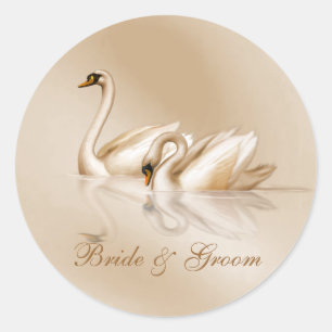 Sticker Rond KRW Custom Graceful Swans Mariage