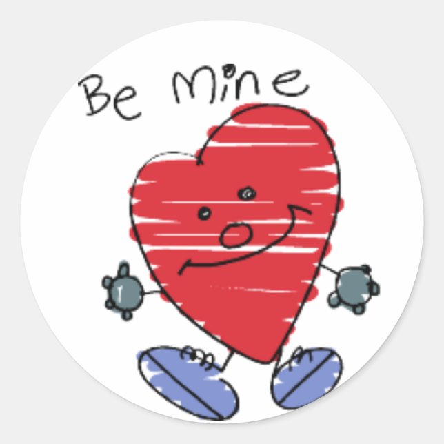 Sticker Rond KRW Cute Be Mine Heart Valentine (Devant)