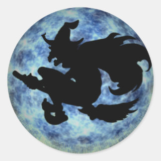 Sticker Rond KRW Halloween Lune ombre de sorcière