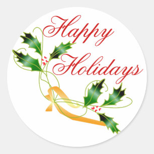 Sticker Rond KRW Happy Holidays Holly
