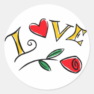 Sticker Rond KRW Love Rose et coeur Valentine