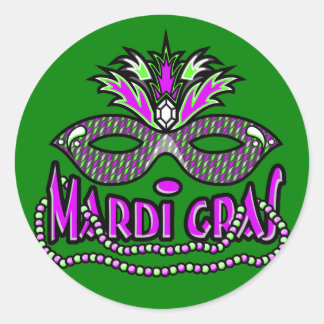 Sticker Rond KRW Mardi Gras Masque et perles