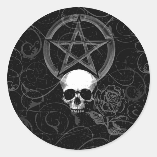 Sticker Rond KRW Pagan Grunge Crâne (Devant)