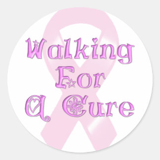 Sticker Rond KRW Pink Ribbon Walking for a Cure