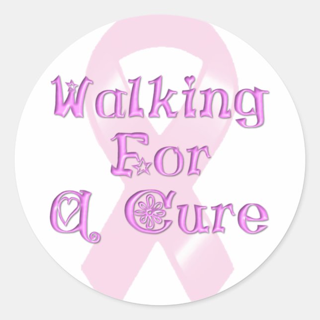 Sticker Rond KRW Pink Ribbon Walking for a Cure (Devant)