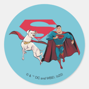 Sticker Rond Krypto & Superman