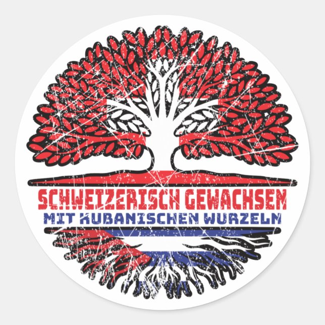 Sticker Rond Kuba Kubanisch Schweizer Schweiz Baum Wurzel (Devant)