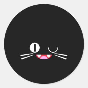 Sticker Rond Kubata Neko Chat Cosplay Glitch Video Game Techs G