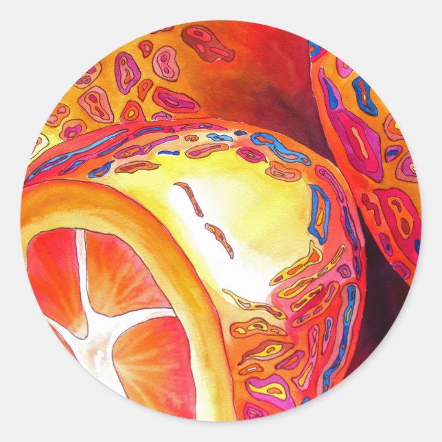 Sticker Rond Kumquats agrumes oranges aquarelles fruits art (Devant)